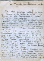 Le monde des illusions mortes, carnet manuscrit, 7 pages écrites manuellement