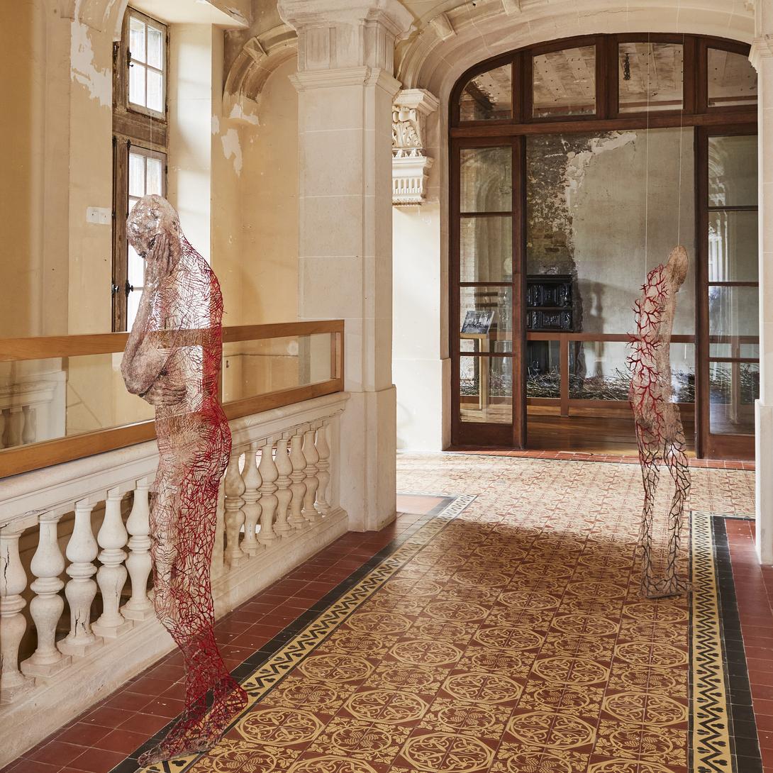 Biological message - Oeuvre de Raija Jokinen dans l'escalier d'honneur - Regard d'artiste 2022 - Philippe ROBIN - Domaine de Trevarez-31135