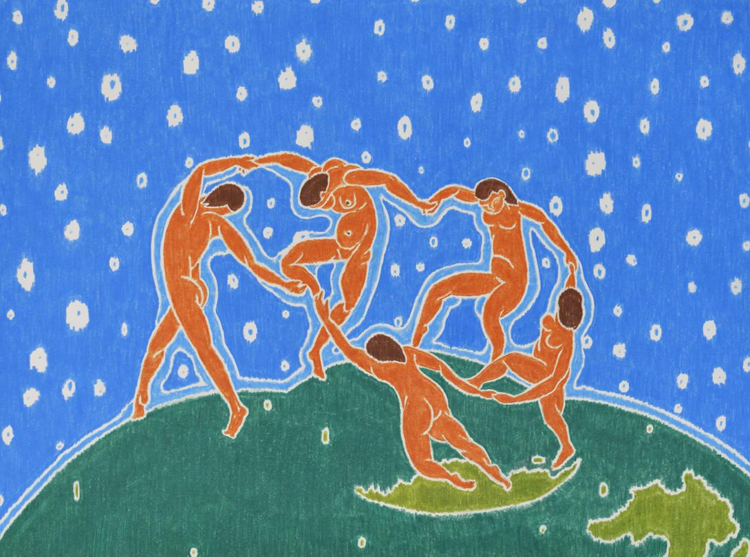 José Cori, The dance (reproduction) And there is only the dance, 2022, polychrome pencils on paper	