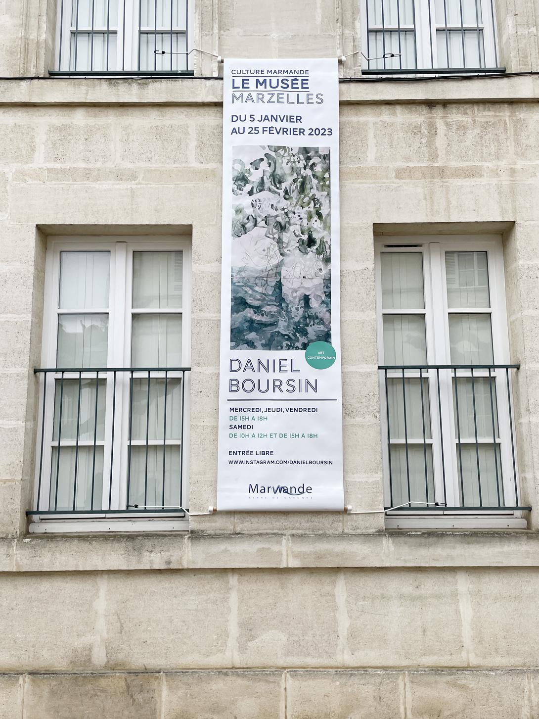 vue exposition Daniel Boursin façade musée Marzelles 2023