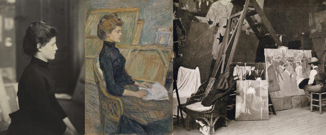 Portrait d'Hélène Vary et vue de l'atelier de Toulouse Lautrec