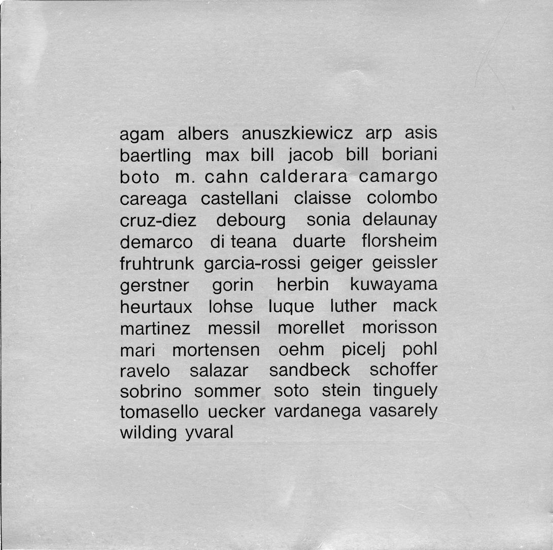 Les artiste de l'exposition Denise René 1969