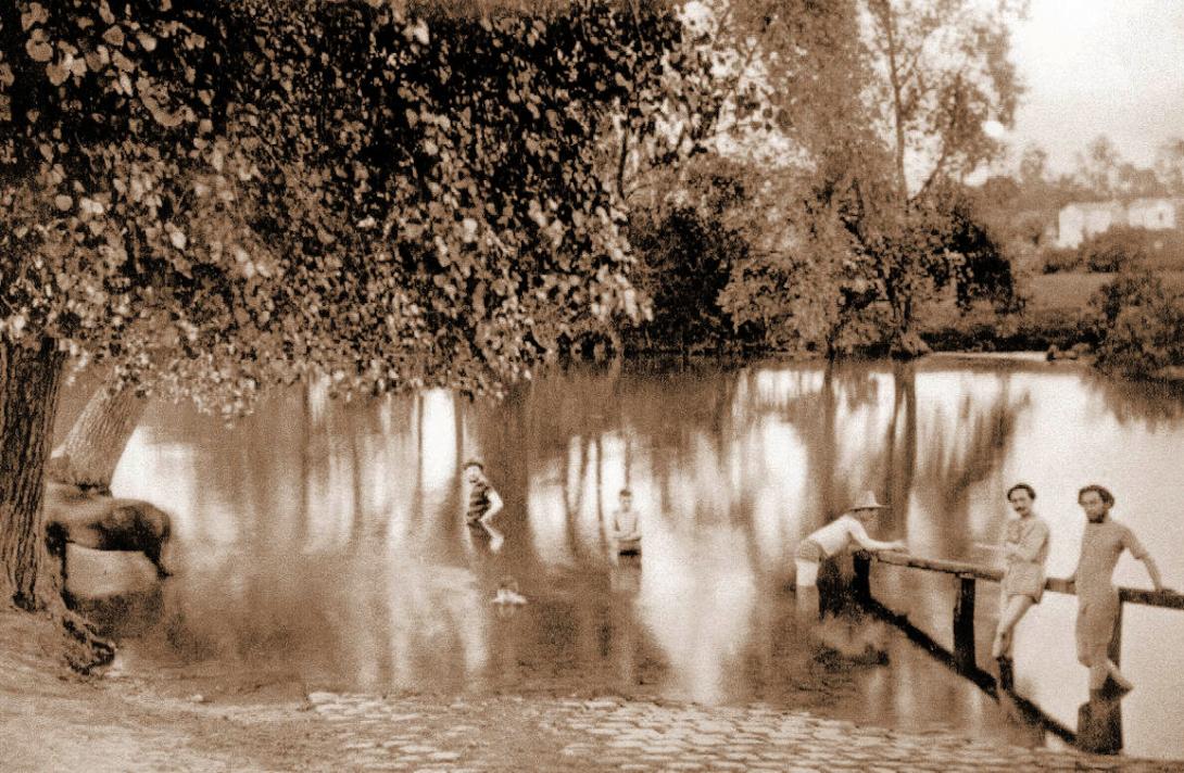 Baignade dans la Marne, Georges Duhamel, un enfant, Alexandre Mercereau, René Arcos, Albert Gleizes, 1907.